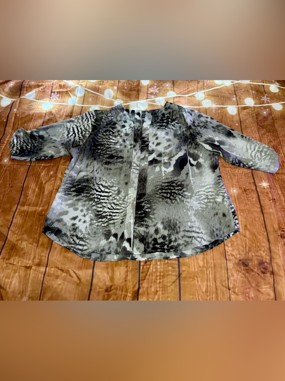Covington Black & White Abstract Animal-Print Blouse